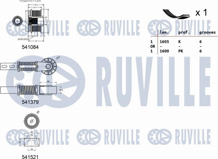 Ruville 570163 - Kit Cinghie Poly-V autozon.pro