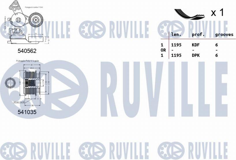 Ruville 570162 - Kit Cinghie Poly-V autozon.pro