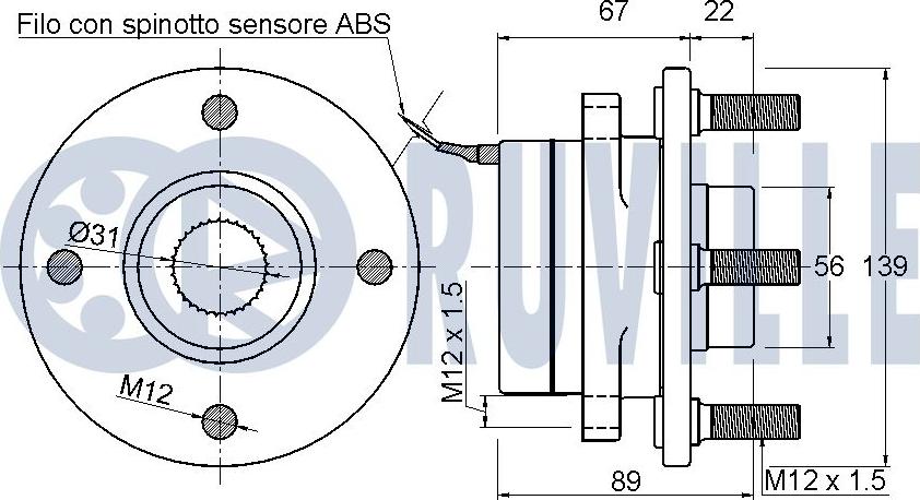 Ruville 221573 - Kit cuscinetto ruota autozon.pro