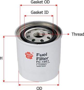 SAKURA Automotive FC-1501 - Filtro carburante autozon.pro