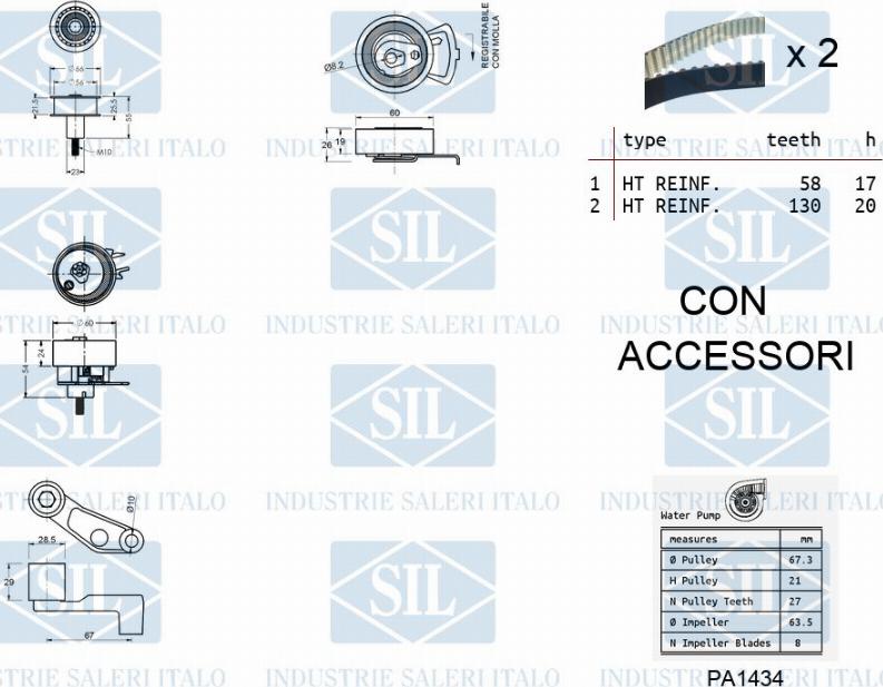 Saleri SIL K2PA945A - Pompa acqua + Kit cinghie dentate autozon.pro