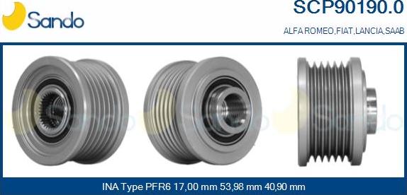 Sando SCP90190.0 - Puleggia cinghia, Alternatore autozon.pro