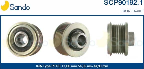 Sando SCP90192.1 - Puleggia cinghia, Alternatore autozon.pro