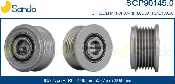 Sando SCP90145.0 - Puleggia cinghia, Alternatore autozon.pro