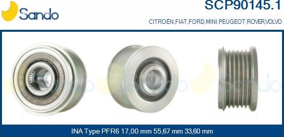 Sando SCP90145.1 - Puleggia cinghia, Alternatore autozon.pro