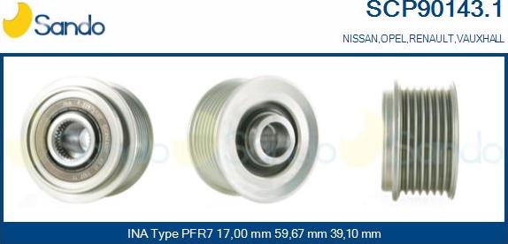 Sando SCP90143.1 - Puleggia cinghia, Alternatore autozon.pro