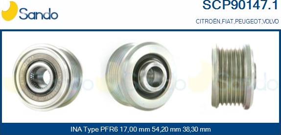 Sando SCP90147.1 - Puleggia cinghia, Alternatore autozon.pro