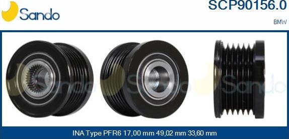 Sando SCP90156.0 - Puleggia cinghia, Alternatore autozon.pro