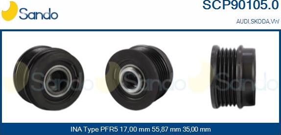 Sando SCP90105.0 - Puleggia cinghia, Alternatore autozon.pro