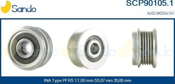 Sando SCP90105.1 - Puleggia cinghia, Alternatore autozon.pro