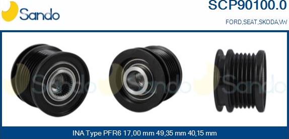 Sando SCP90100.0 - Puleggia cinghia, Alternatore autozon.pro