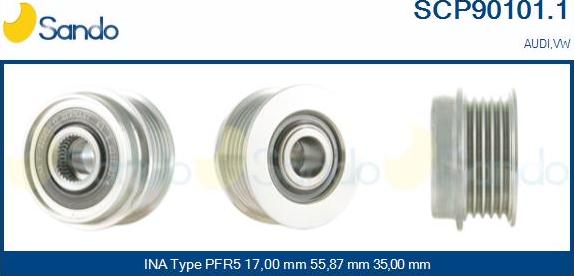 Sando SCP90101.1 - Puleggia cinghia, Alternatore autozon.pro