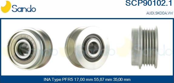 Sando SCP90102.1 - Puleggia cinghia, Alternatore autozon.pro