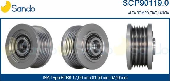 Sando SCP90119.0 - Puleggia cinghia, Alternatore autozon.pro