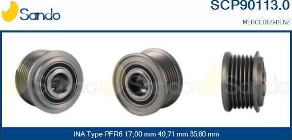 Sando SCP90113.0 - Puleggia cinghia, Alternatore autozon.pro