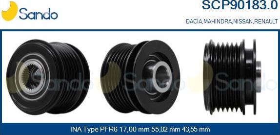 Sando SCP90183.0 - Puleggia cinghia, Alternatore autozon.pro