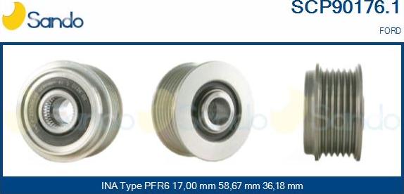 Sando SCP90176.1 - Puleggia cinghia, Alternatore autozon.pro