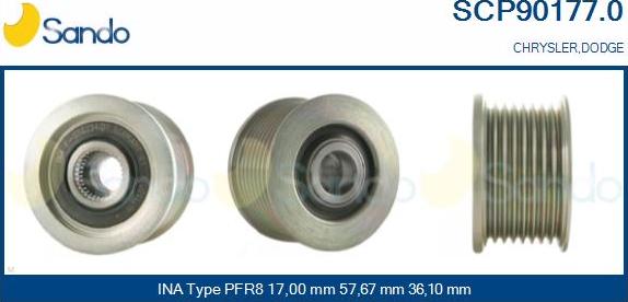 Sando SCP90177.0 - Puleggia cinghia, Alternatore autozon.pro