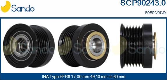 Sando SCP90243.0 - Puleggia cinghia, Alternatore autozon.pro