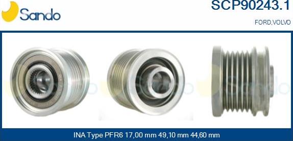 Sando SCP90243.1 - Puleggia cinghia, Alternatore autozon.pro