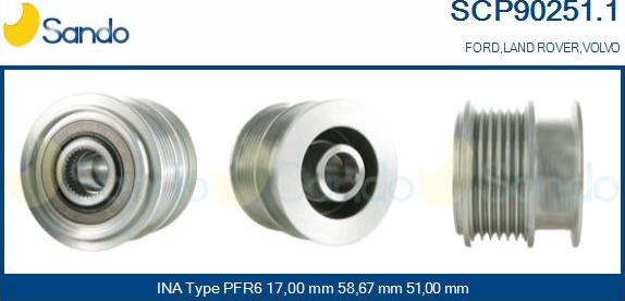 Sando SCP90251.1 - Puleggia cinghia, Alternatore autozon.pro