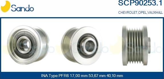 Sando SCP90253.1 - Puleggia cinghia, Alternatore autozon.pro