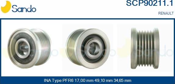 Sando SCP90211.1 - Puleggia cinghia, Alternatore autozon.pro