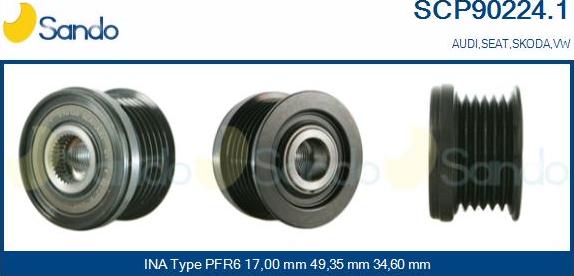 Sando SCP90224.1 - Puleggia cinghia, Alternatore autozon.pro