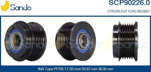 Sando SCP90226.0 - Puleggia cinghia, Alternatore autozon.pro