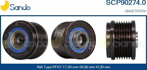 Sando SCP90274.0 - Puleggia cinghia, Alternatore autozon.pro