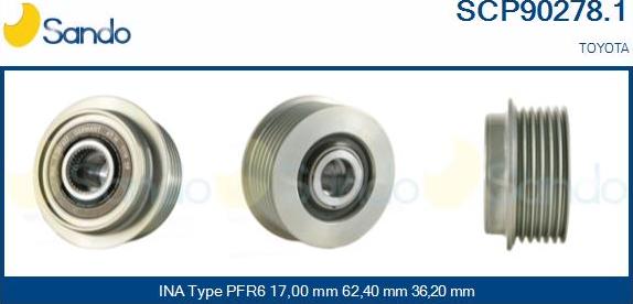 Sando SCP90278.1 - Puleggia cinghia, Alternatore autozon.pro