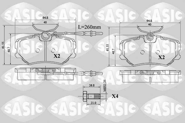 Sasic 6210063 - Kit pastiglie freno, Freno a disco autozon.pro