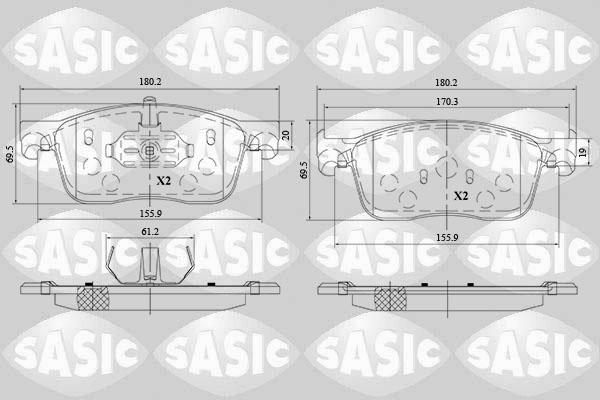 Sasic 6210082 - Kit pastiglie freno, Freno a disco autozon.pro