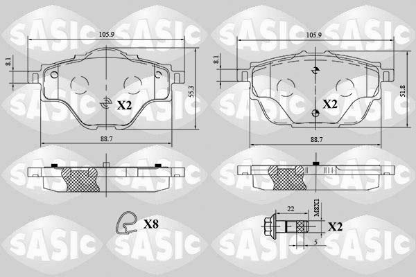 Sasic 6210079 - Kit pastiglie freno, Freno a disco autozon.pro