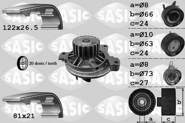 Sasic 3906049 - Pompa acqua + Kit cinghie dentate autozon.pro