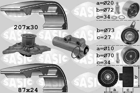 Sasic 3906058 - Pompa acqua + Kit cinghie dentate autozon.pro