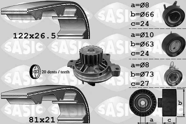 Sasic 3906052 - Pompa acqua + Kit cinghie dentate autozon.pro