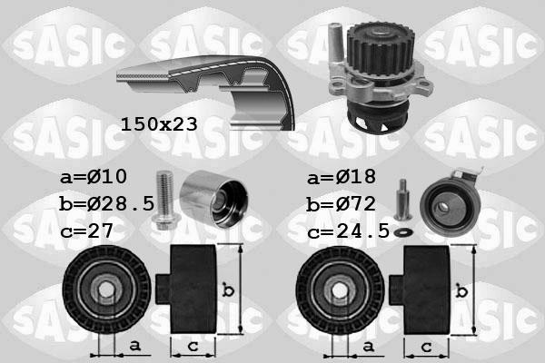 Sasic 3906064 - Pompa acqua + Kit cinghie dentate autozon.pro