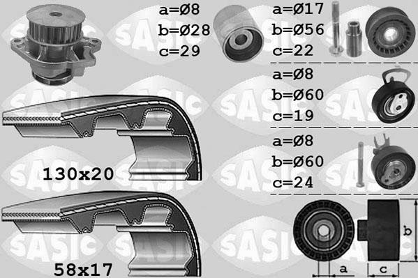 Sasic 3906060 - Pompa acqua + Kit cinghie dentate autozon.pro