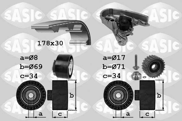 Sasic 3906030 - Pompa acqua + Kit cinghie dentate autozon.pro