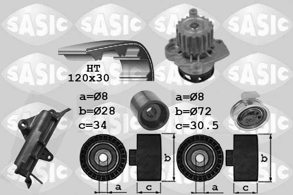 Sasic 3906024 - Pompa acqua + Kit cinghie dentate autozon.pro