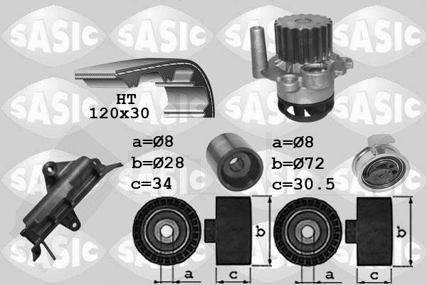 Sasic 3906025 - Pompa acqua + Kit cinghie dentate autozon.pro