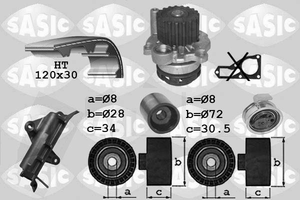 Sasic 3906023 - Pompa acqua + Kit cinghie dentate autozon.pro