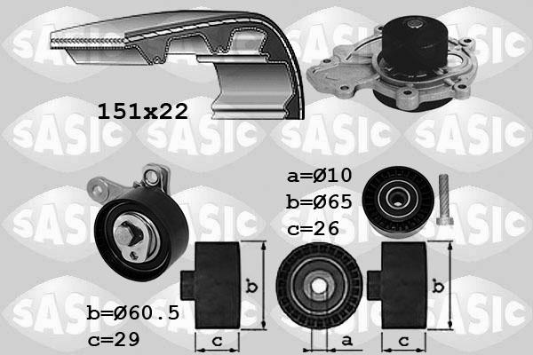 Sasic 3906108 - Pompa acqua + Kit cinghie dentate autozon.pro