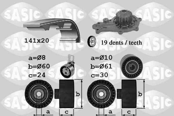 Sasic 3900044 - Pompa acqua + Kit cinghie dentate autozon.pro