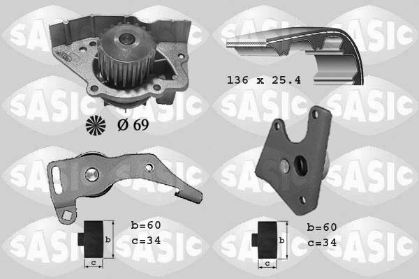 Sasic 3900004 - Pompa acqua + Kit cinghie dentate autozon.pro