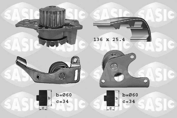 Sasic 3900001 - Pompa acqua + Kit cinghie dentate autozon.pro