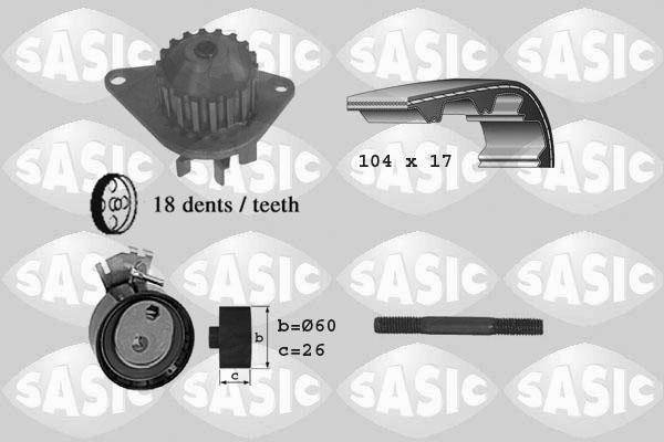 Sasic 3900003 - Pompa acqua + Kit cinghie dentate autozon.pro