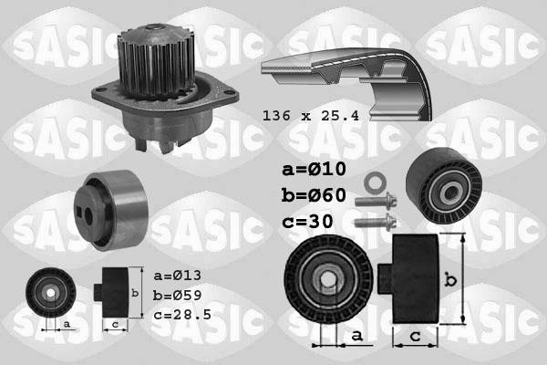 Sasic 3900017 - Pompa acqua + Kit cinghie dentate autozon.pro