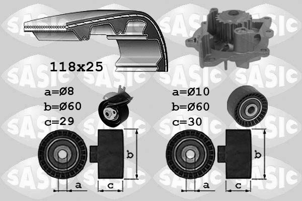 Sasic 3900039 - Pompa acqua + Kit cinghie dentate autozon.pro